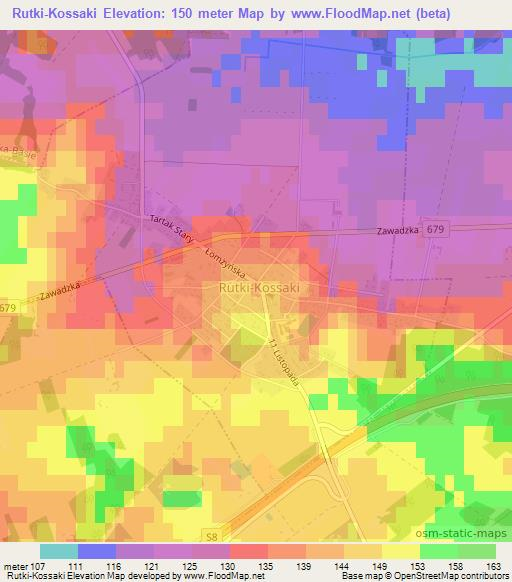 Rutki-Kossaki,Poland Elevation Map