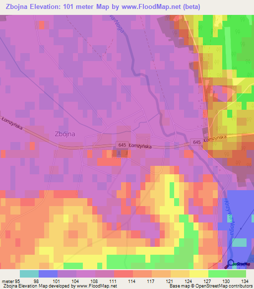 Zbojna,Poland Elevation Map
