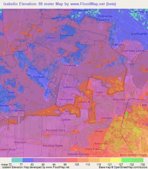 Izabelin,Poland Elevation Map