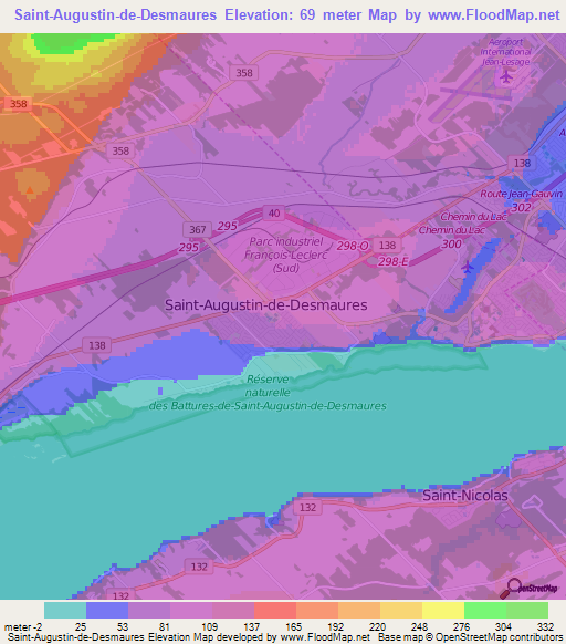 Saint-Augustin-de-Desmaures,Canada Elevation Map
