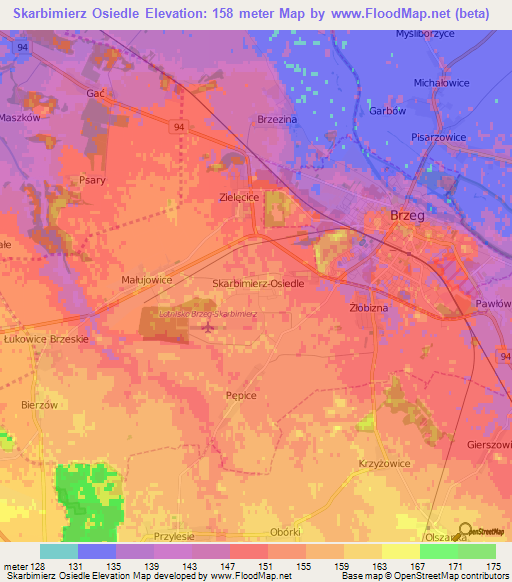 Skarbimierz Osiedle,Poland Elevation Map