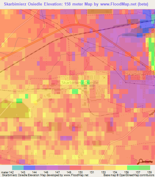 Skarbimierz Osiedle,Poland Elevation Map