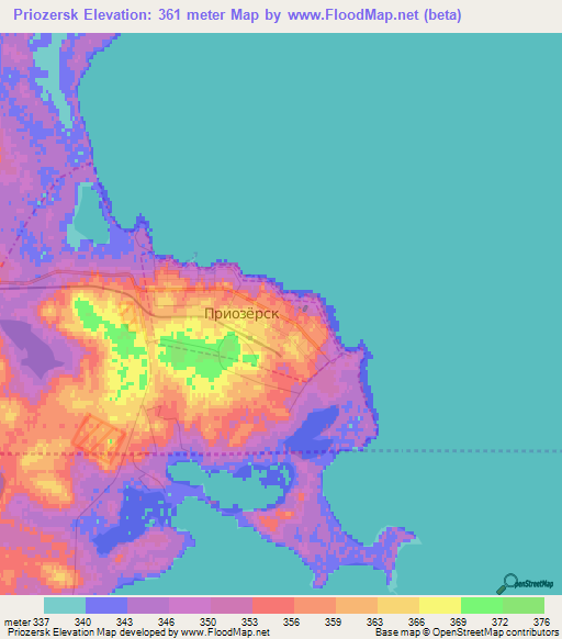 Priozersk,Kazakhstan Elevation Map