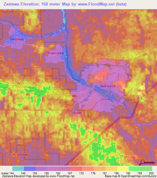 Zastawa,Poland Elevation Map
