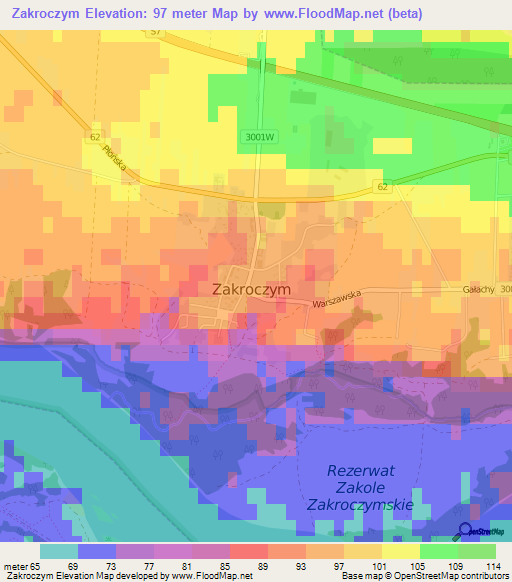 Zakroczym,Poland Elevation Map