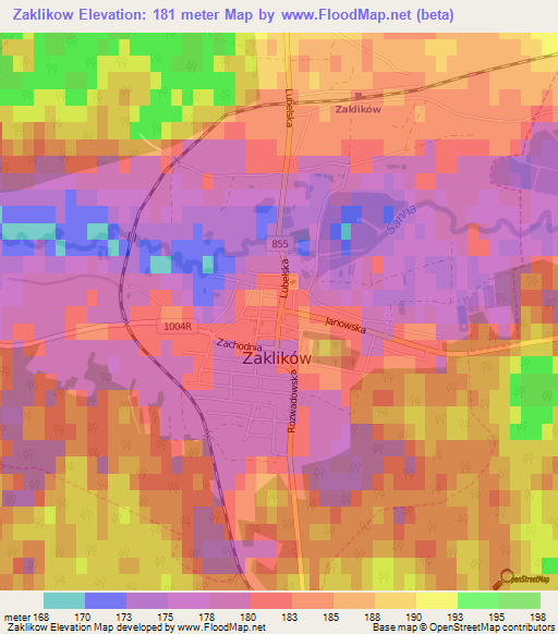 Zaklikow,Poland Elevation Map