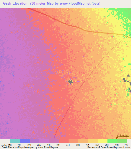Gash,Afghanistan Elevation Map