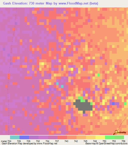 Gash,Afghanistan Elevation Map