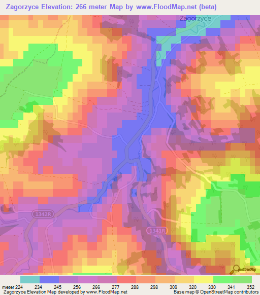 Zagorzyce,Poland Elevation Map
