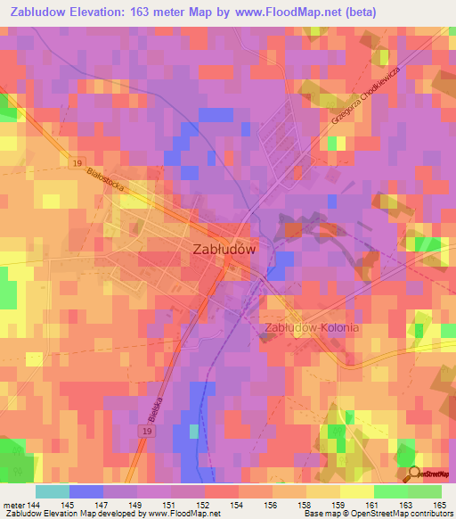 Zabludow,Poland Elevation Map