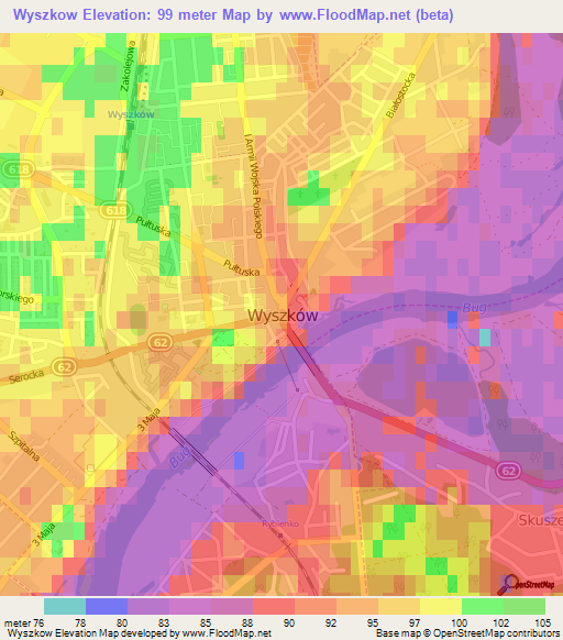 Wyszkow,Poland Elevation Map
