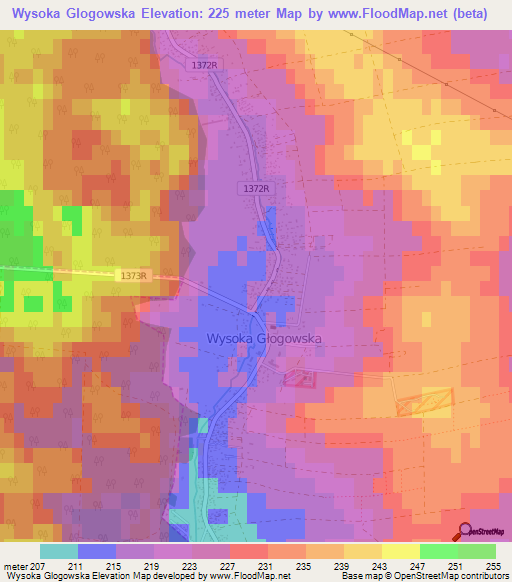 Wysoka Glogowska,Poland Elevation Map