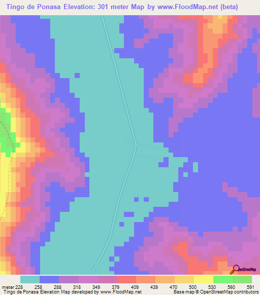 Tingo de Ponasa,Peru Elevation Map