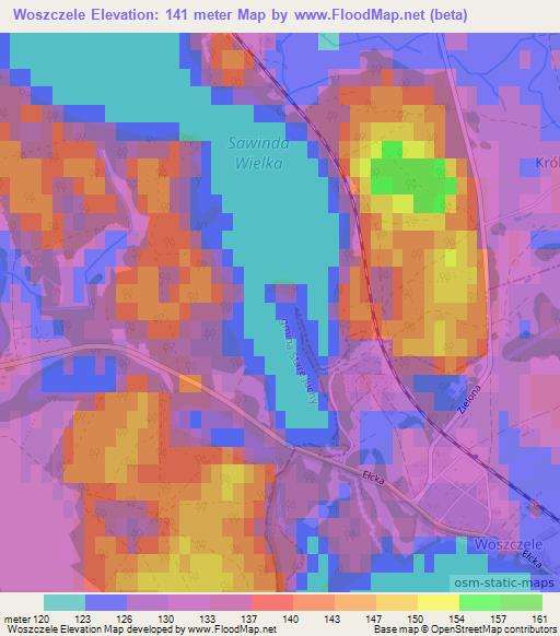 Woszczele,Poland Elevation Map