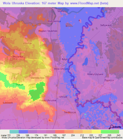 Wola Uhruska,Poland Elevation Map