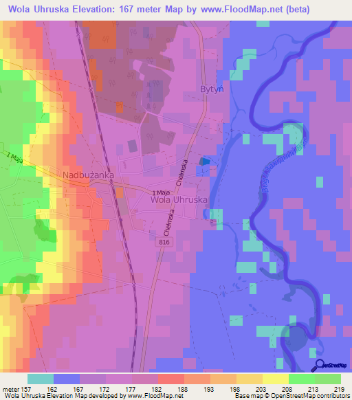 Wola Uhruska,Poland Elevation Map