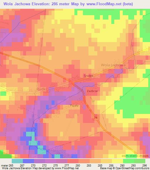Wola Jachowa,Poland Elevation Map