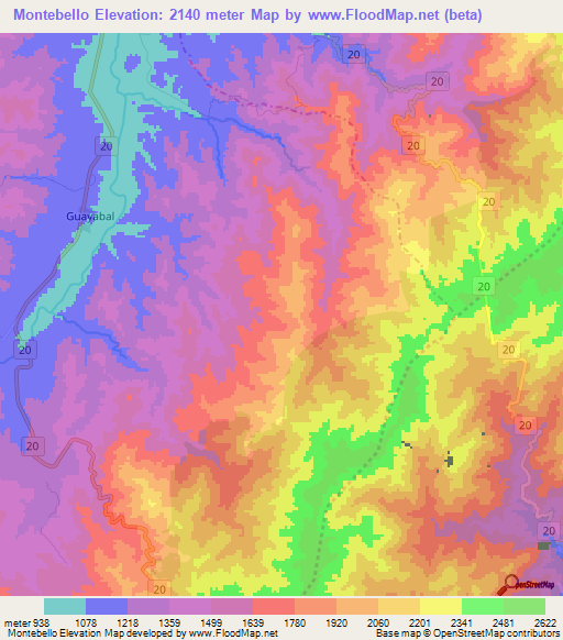 Montebello,Colombia Elevation Map