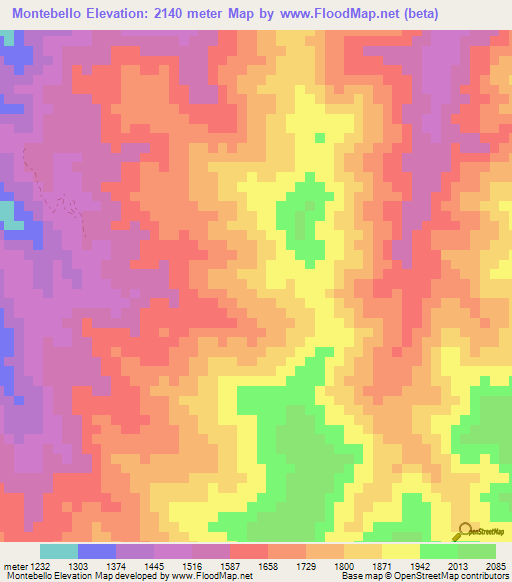 Montebello,Colombia Elevation Map