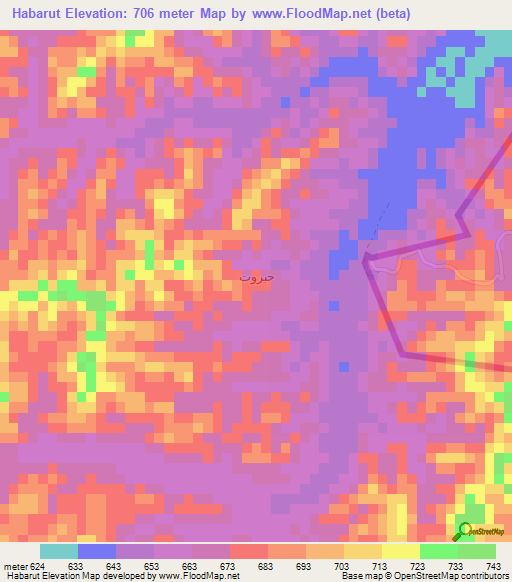 Habarut,Yemen Elevation Map