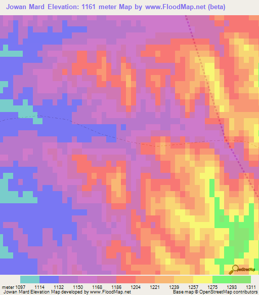 Jowan Mard,Afghanistan Elevation Map