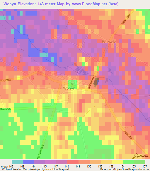 Wohyn,Poland Elevation Map