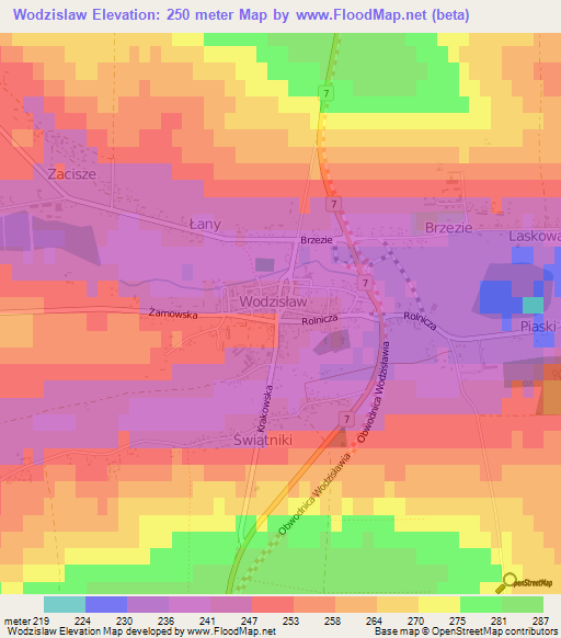 Wodzislaw,Poland Elevation Map
