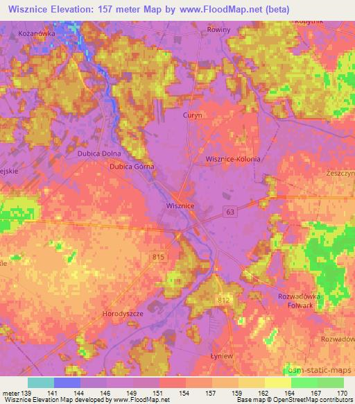 Wisznice,Poland Elevation Map