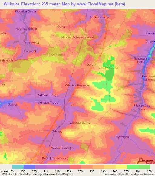 Wilkolaz,Poland Elevation Map