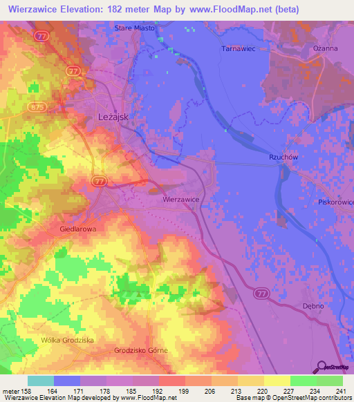 Wierzawice,Poland Elevation Map