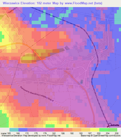 Wierzawice,Poland Elevation Map