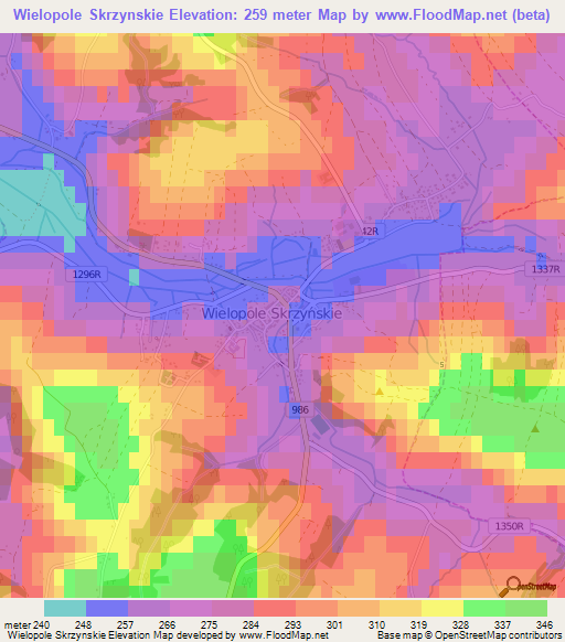 Wielopole Skrzynskie,Poland Elevation Map