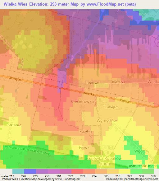 Wielka Wies,Poland Elevation Map