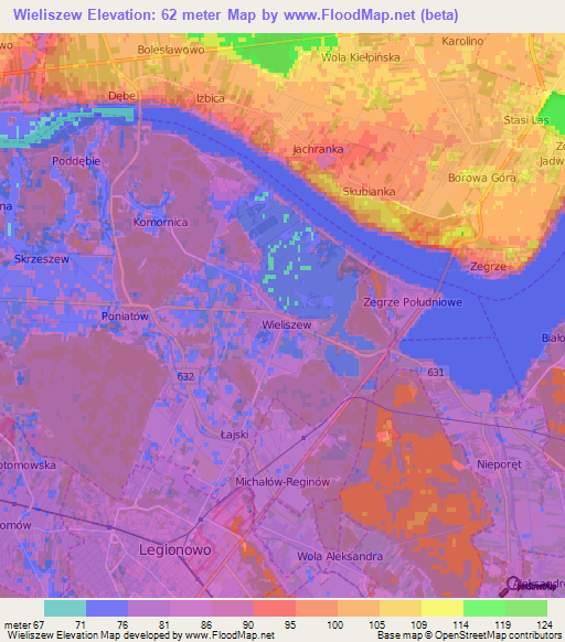 Wieliszew,Poland Elevation Map
