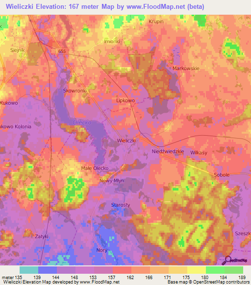 Wieliczki,Poland Elevation Map