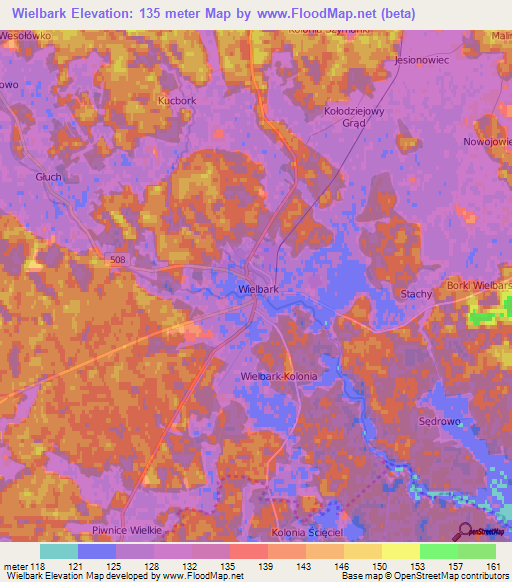 Wielbark,Poland Elevation Map