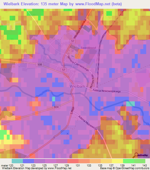 Wielbark,Poland Elevation Map