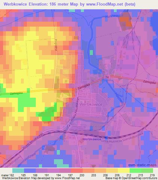 Werbkowice,Poland Elevation Map