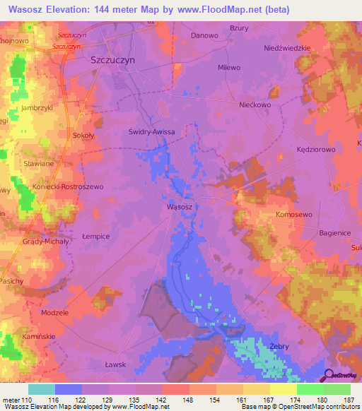 Wasosz,Poland Elevation Map