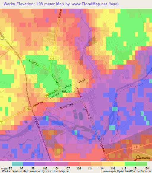 Warka,Poland Elevation Map
