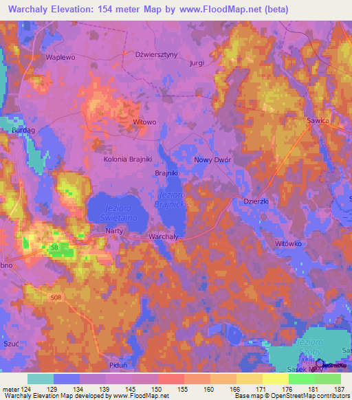 Warchaly,Poland Elevation Map