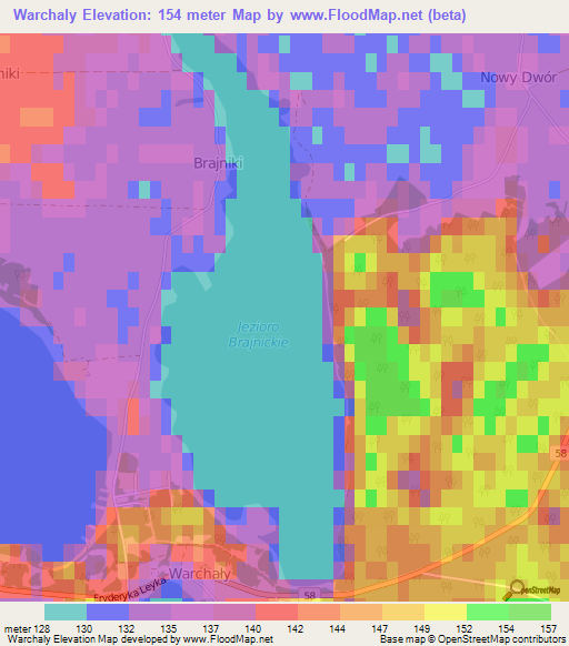 Warchaly,Poland Elevation Map