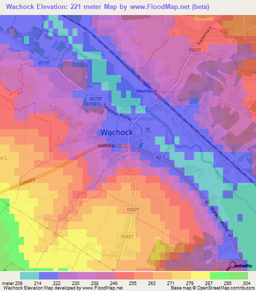 Wachock,Poland Elevation Map