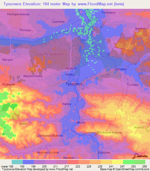 Tyszowce,Poland Elevation Map