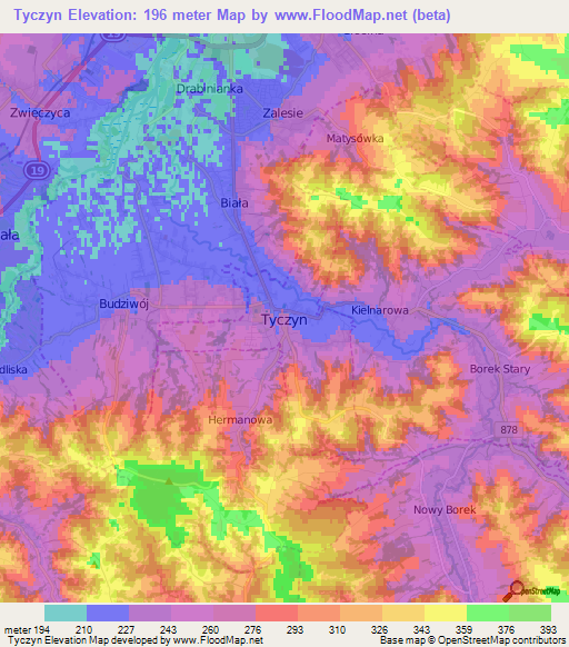 Tyczyn,Poland Elevation Map