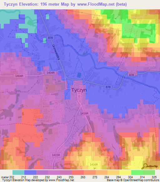 Tyczyn,Poland Elevation Map