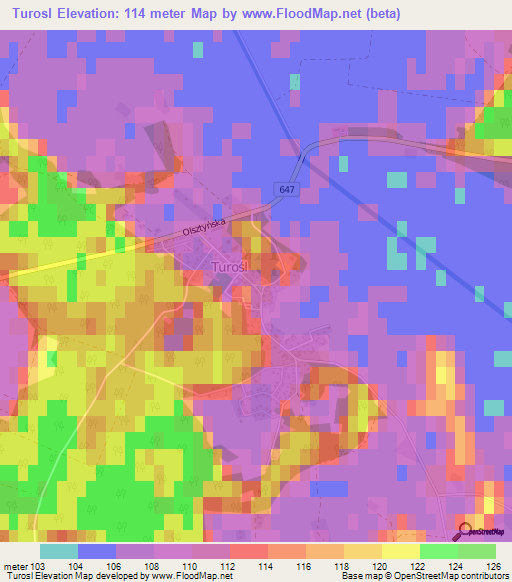 Turosl,Poland Elevation Map