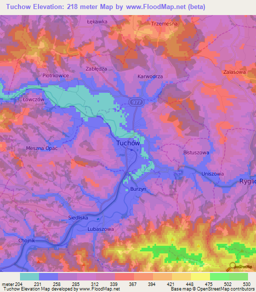 Tuchow,Poland Elevation Map