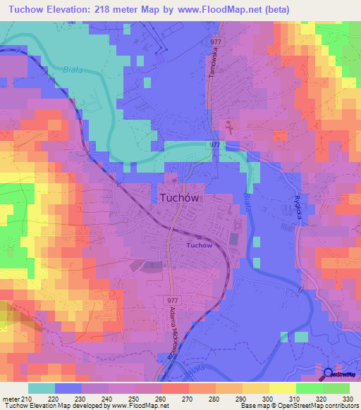 Tuchow,Poland Elevation Map
