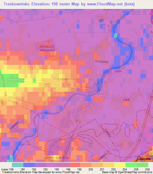 Trzebownisko,Poland Elevation Map